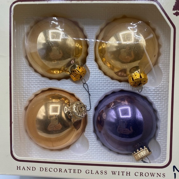 Vintage Christmas By Krebs Glass Ornaments  16 Balls 3 Boxes Blue, Green Gold - Picture 3 of 5